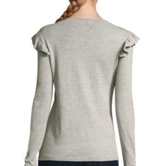 NWOT [Frame] Ruffled Shoulder Long-Sleeved Gray Shirt Women’s Size Medium - Picture 2 of 9